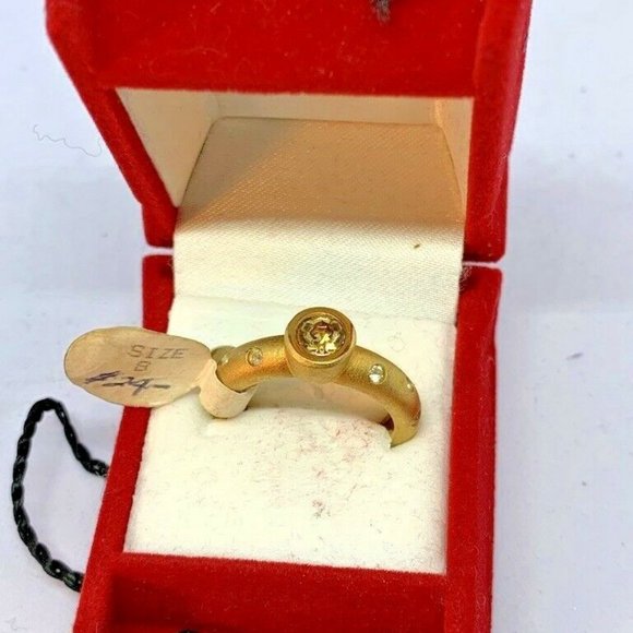 NIB! JCR Women Gold Plated Frosted Ring Fashion Jewelry with Crystals ~Sz.8~$24 - Picture 1 of 7